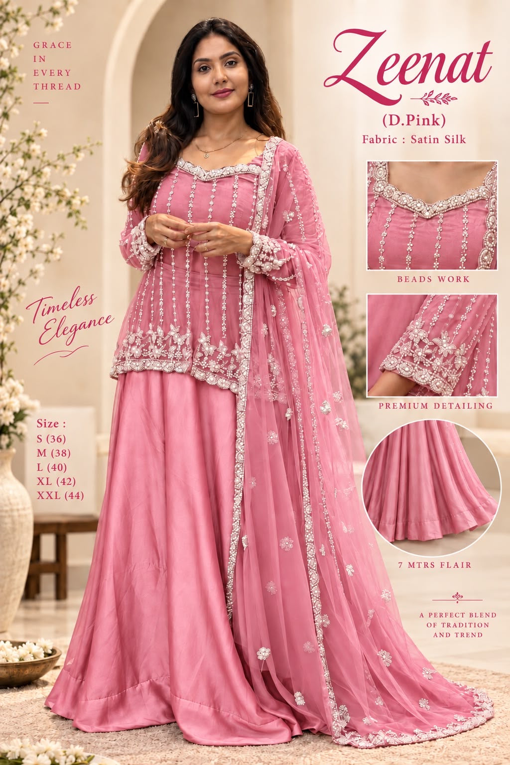 Zeenat D Pink Lehenga