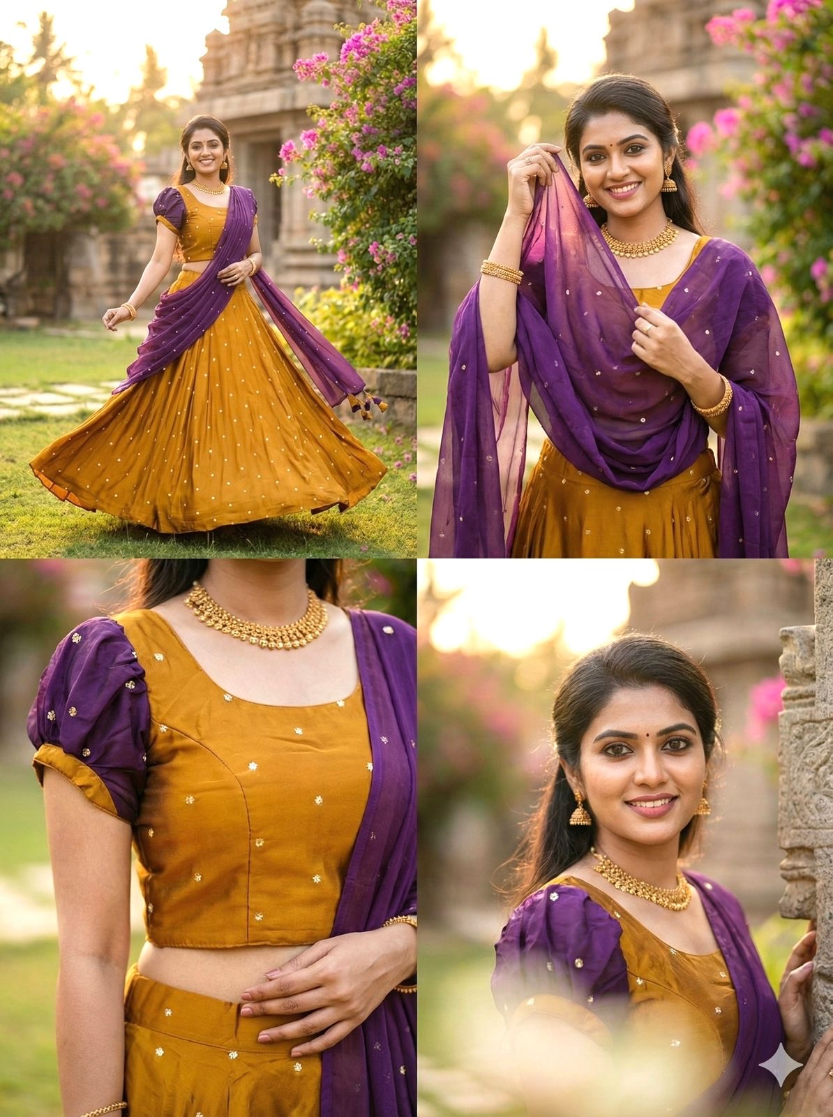 Mustard Gold Wine - Lehenga