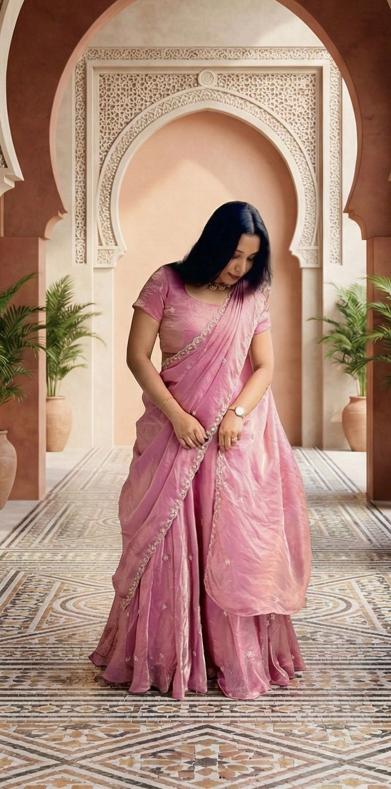 Beaded Blossom Pink Lehenga