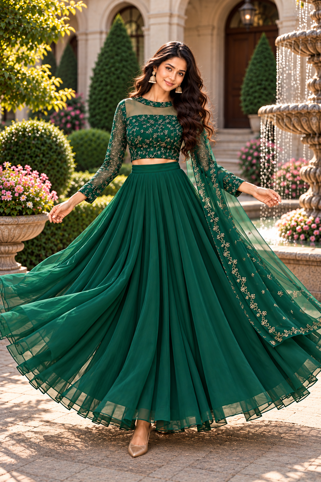 ISHIKA B GREEN ANARKALI SUIT