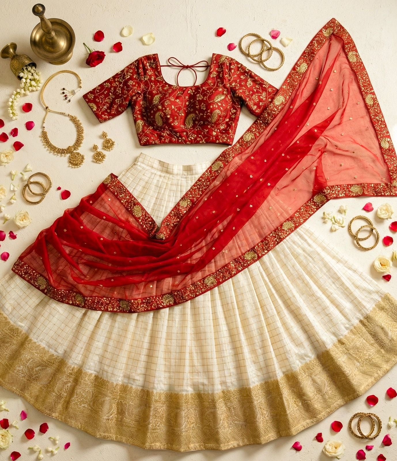 Kanakvalli Red Lehenga