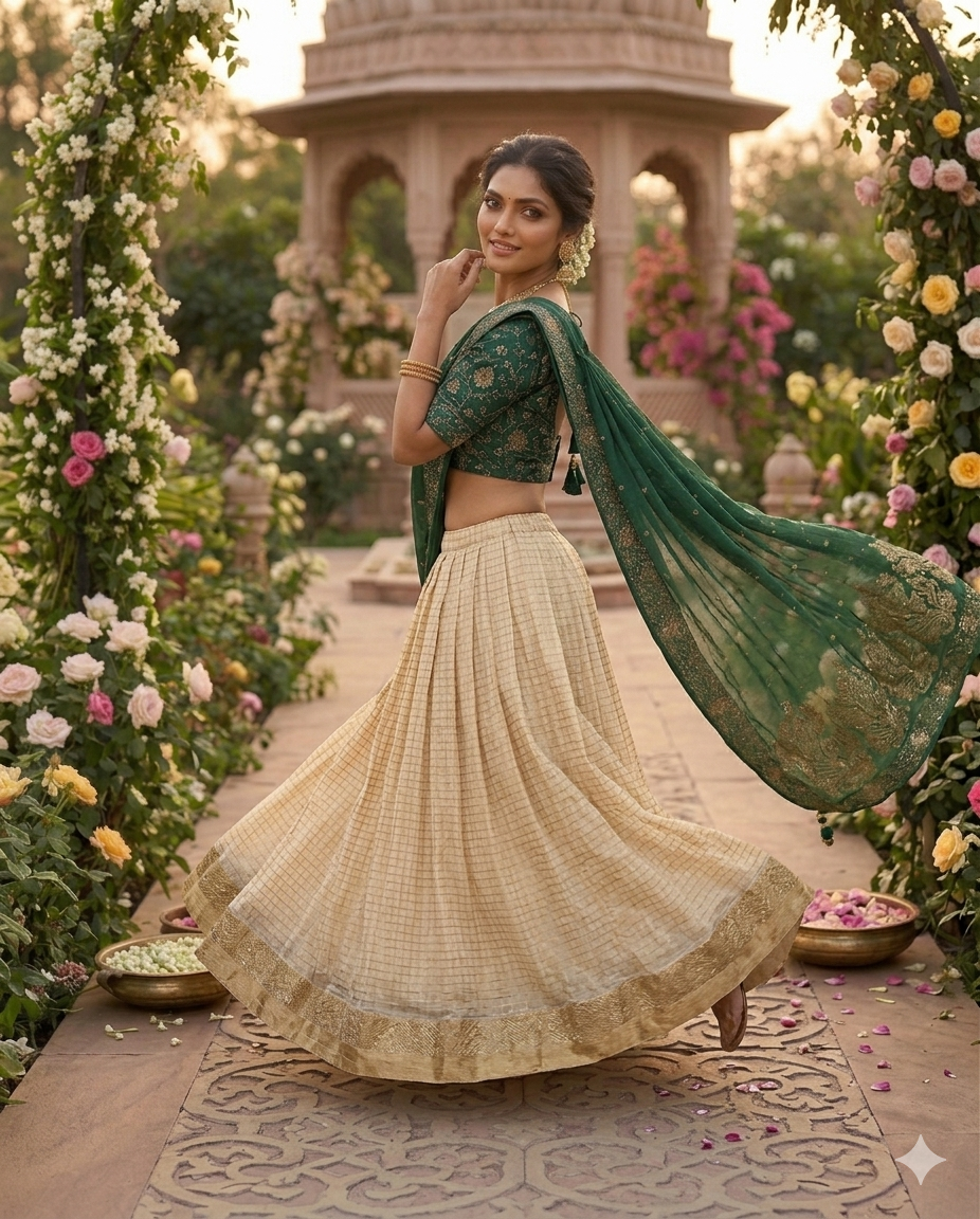 Kanakvalli Teal Lehenga