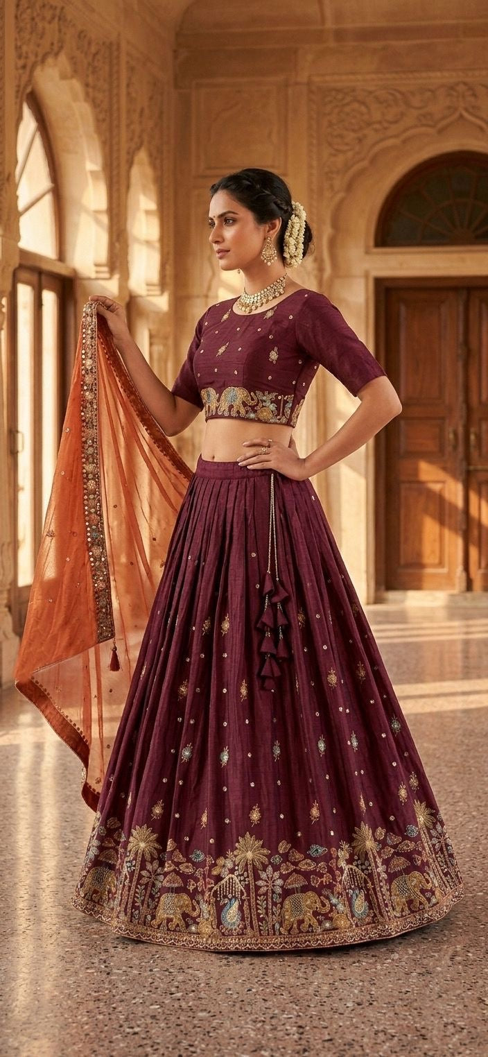 Rust Royale Heritage Lehenga