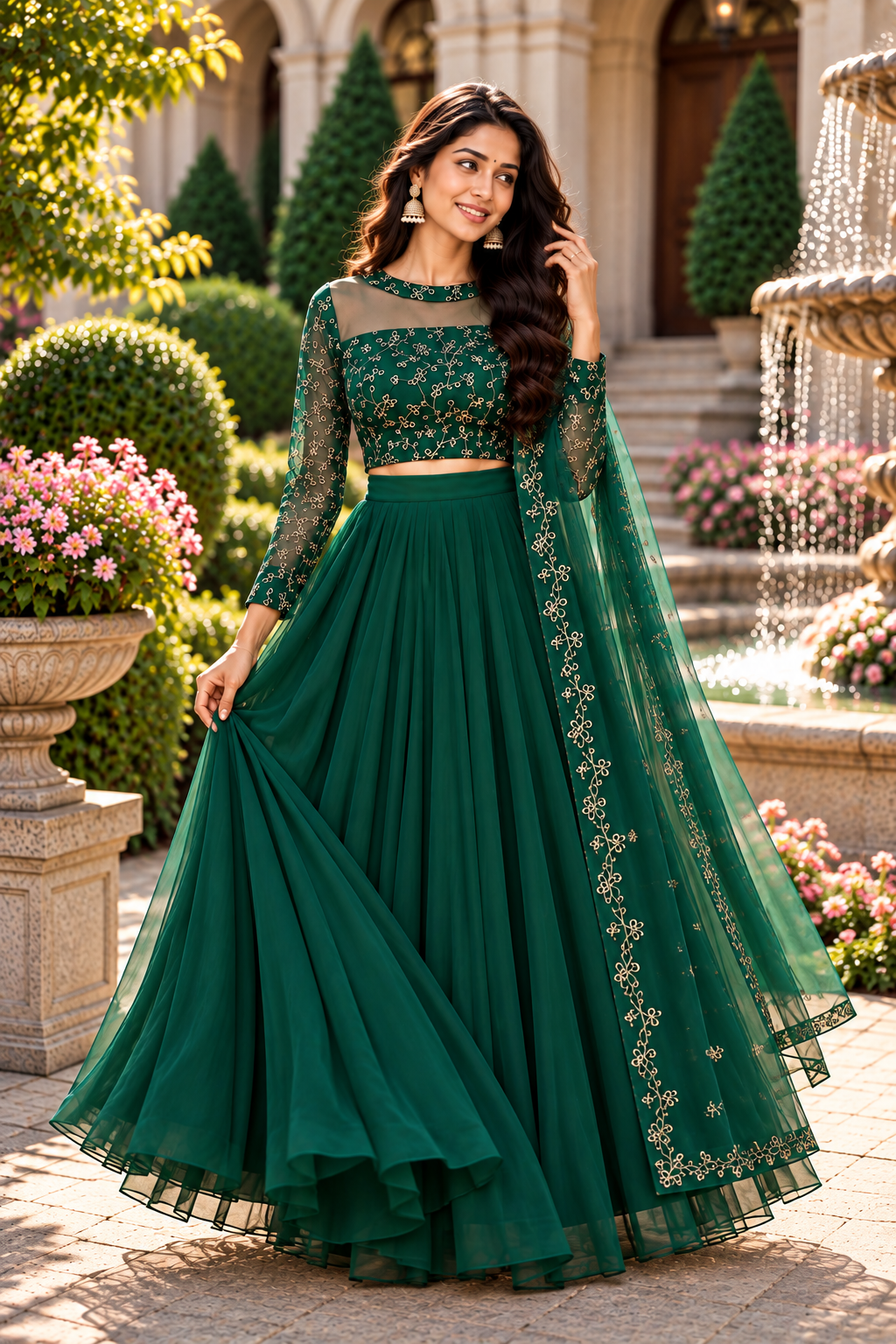ISHIKA B GREEN ANARKALI SUIT