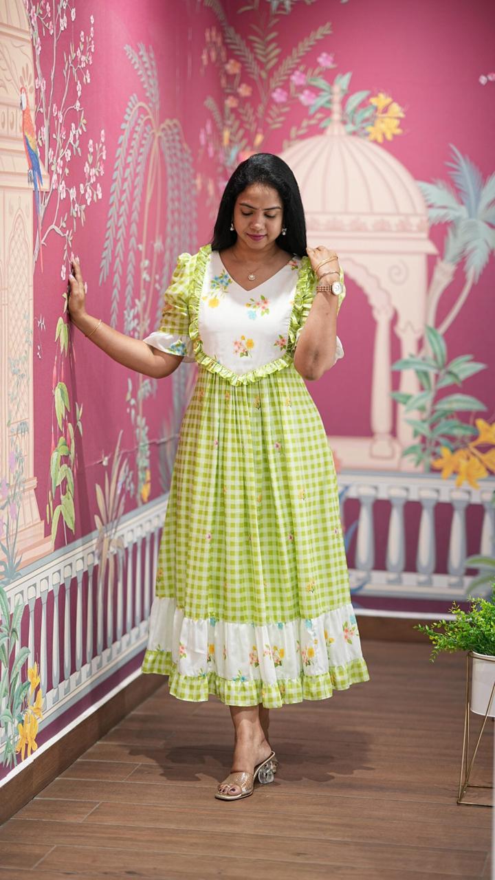 Green Gingham Maxi