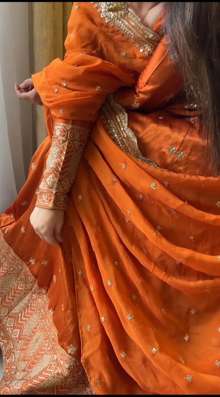 ORANGE SILK LEHENGA