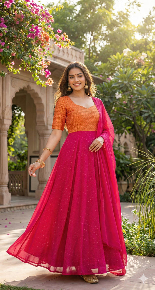 DIVA ORANGE RANI ANARKALI SUIT