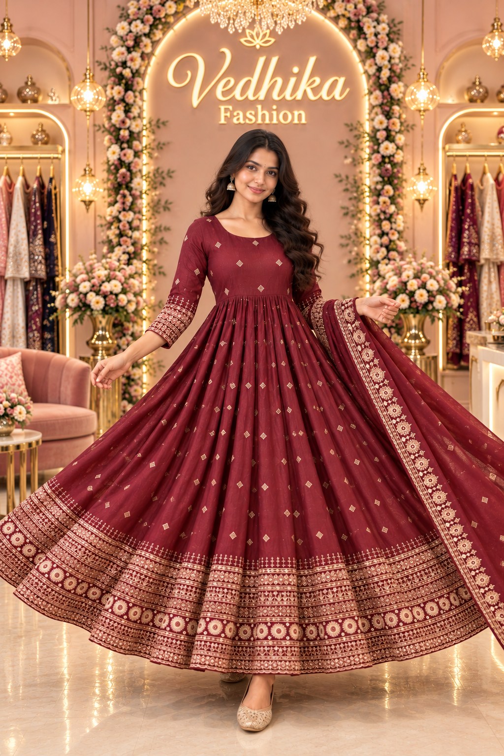 NIYATI MAHAROON ANARKALI SUIT