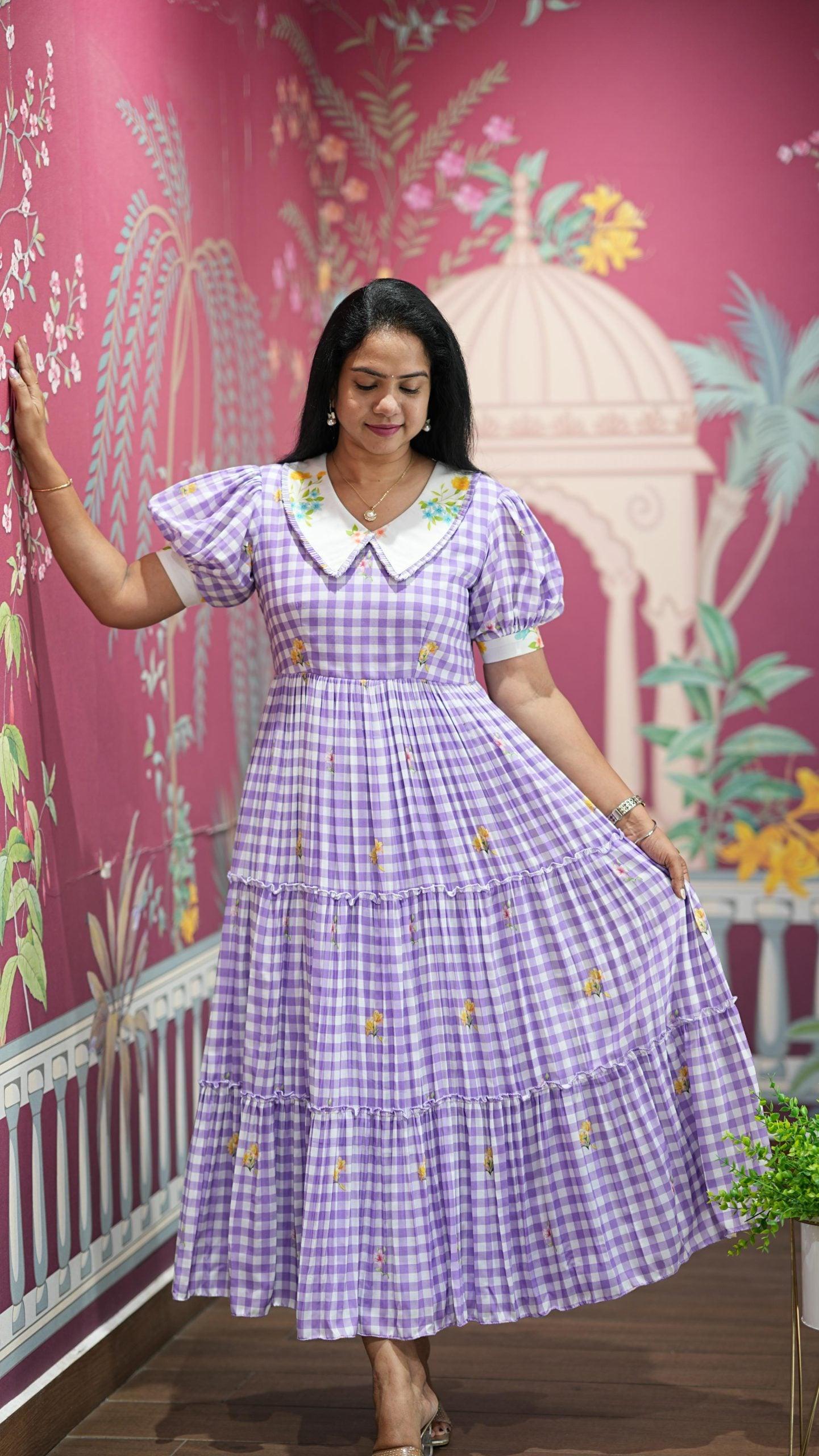 Laveder Gingham Maxi