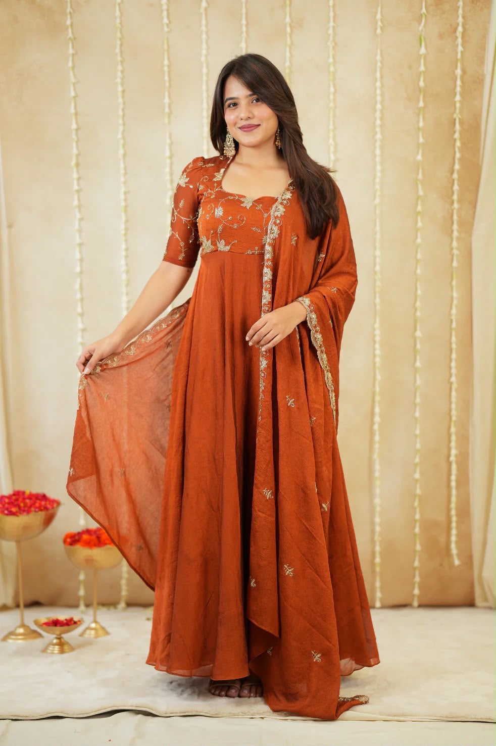 Athya Rust Anarkali Suit