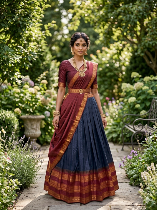 Kanchipuram Navy Blue Lehenga