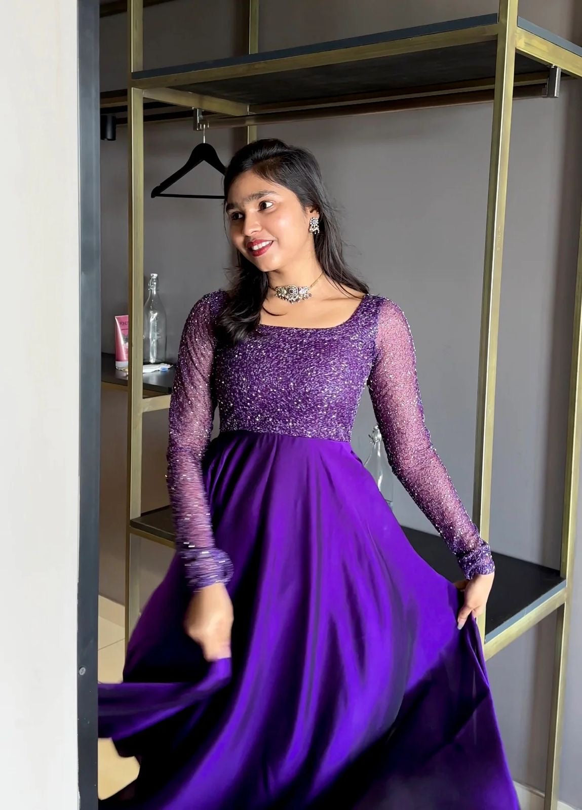 YALINA PURPLE ANARKALI