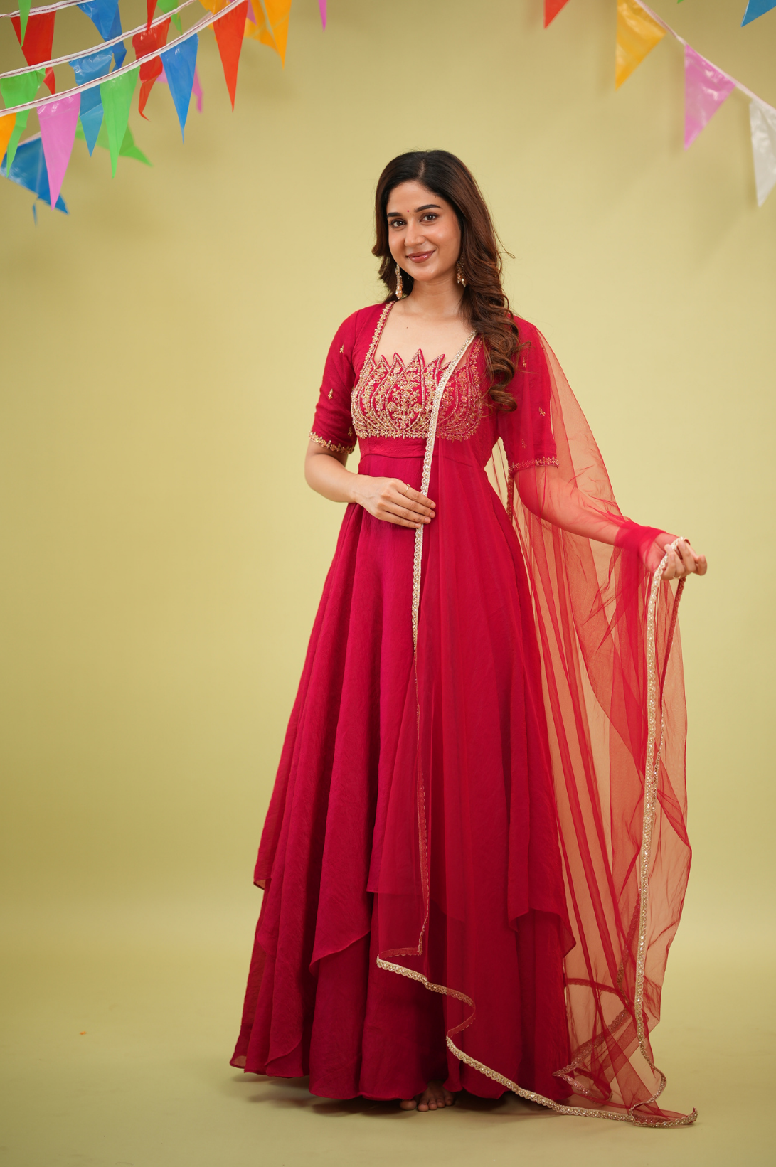 Lotus Red Anarkali Suit