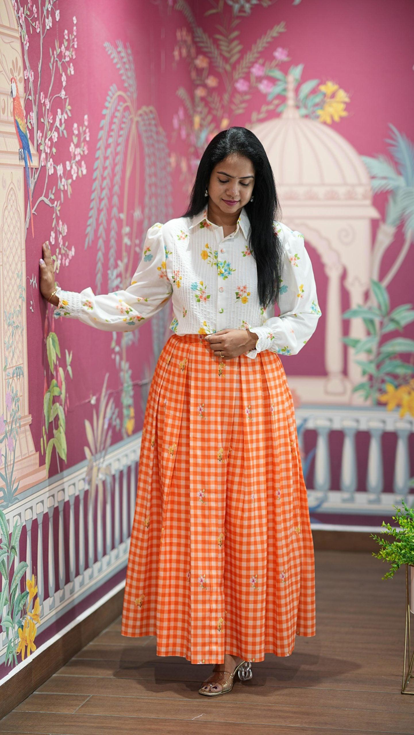 Orange GINGHAM MAXI
