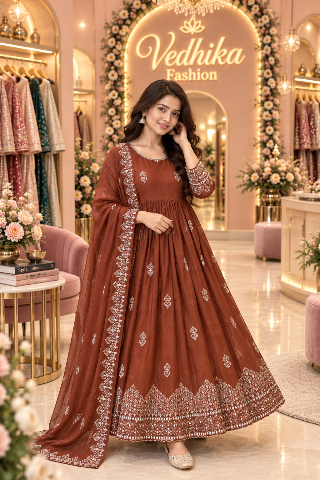NIYATI BROWN ANARKALI SUIT