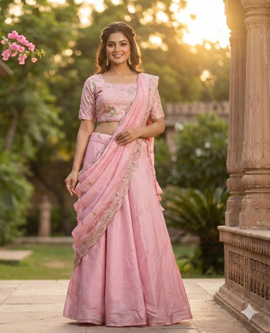 Gulabi Noor Lehenga Set