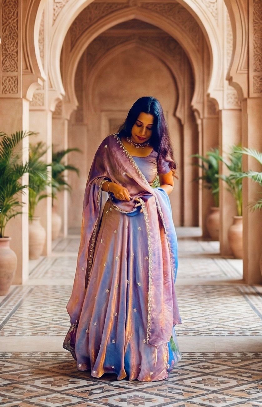 Beaded Blossom Lavender  Lehenga