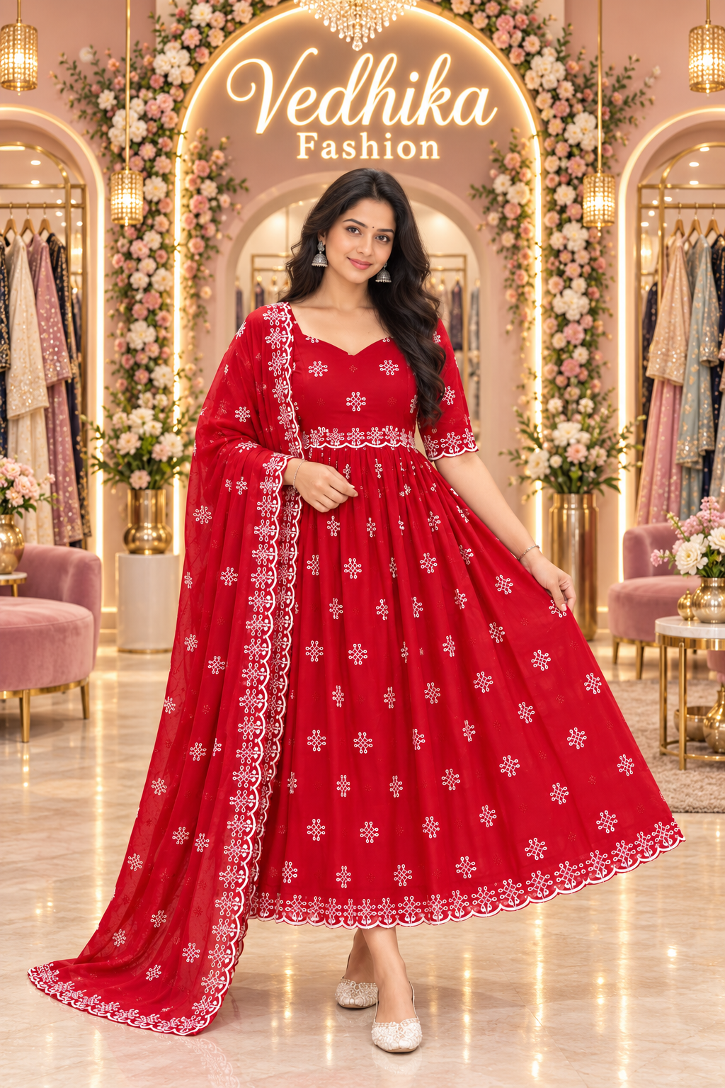 MUGGU RED ANARKALI