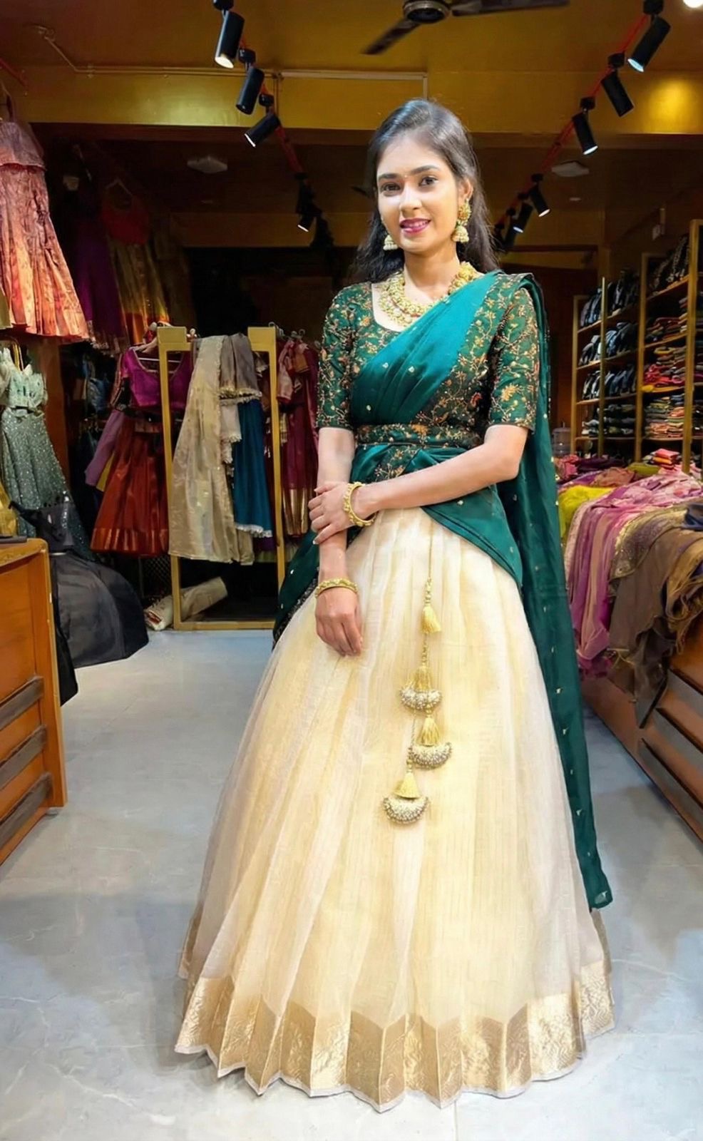 Kanakvalli Teal Lehenga