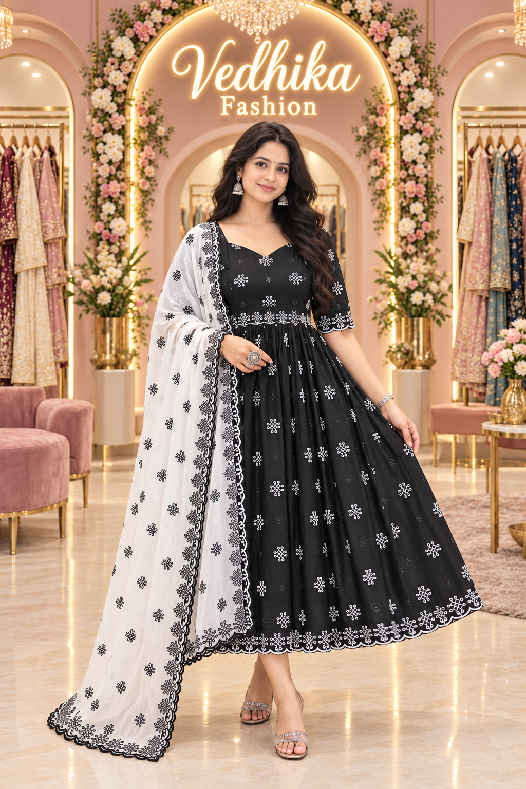 MUGGU BLACK ANARKALI