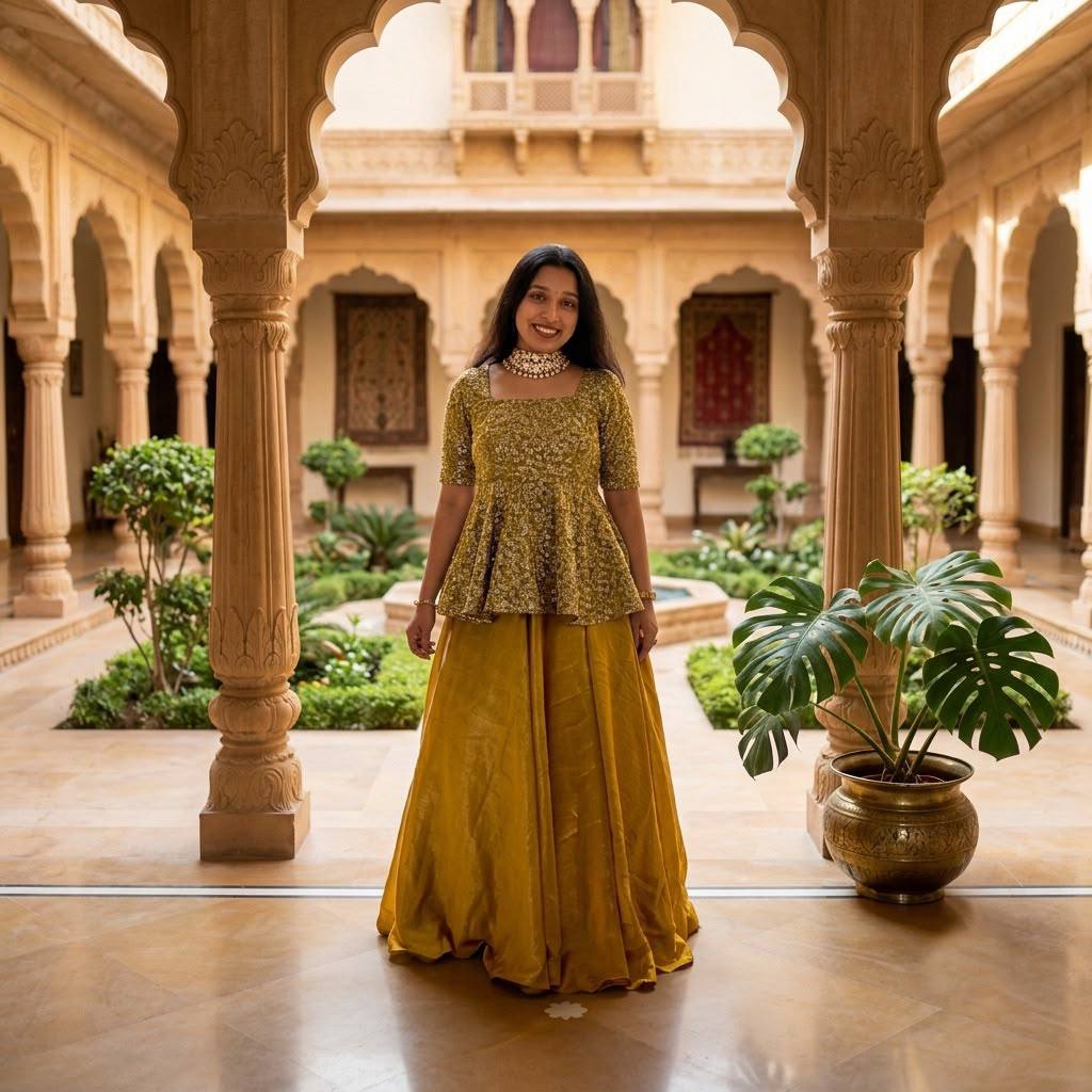 MUSTARD PEPLUM SET