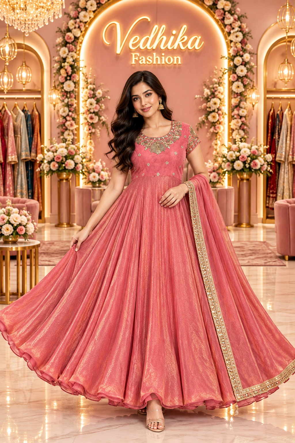 Arohi Peach Anarkali Suit
