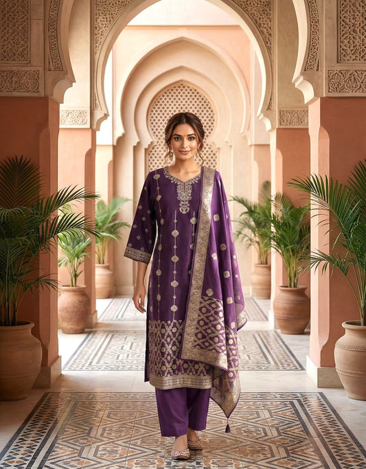 Meenakshi Purple Suit