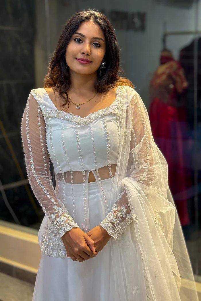 Zeenat White Lehenga