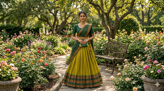 Kanchipuram Lime Green Lehenga