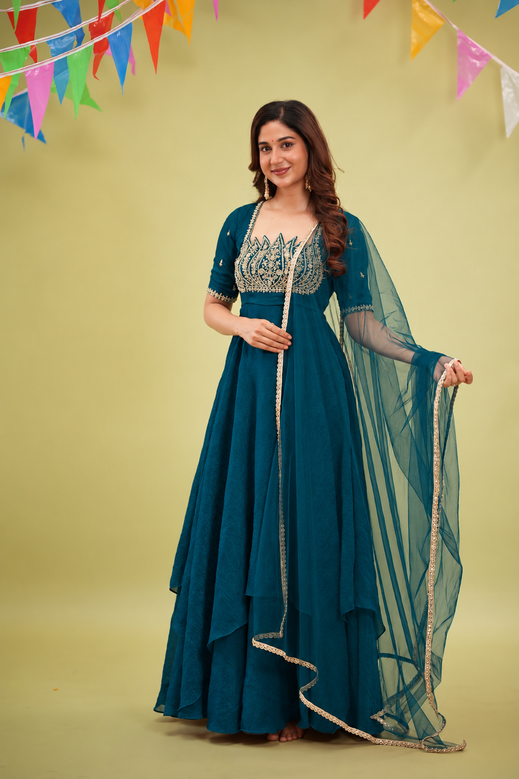 Lotus Teal Anarkali Suit