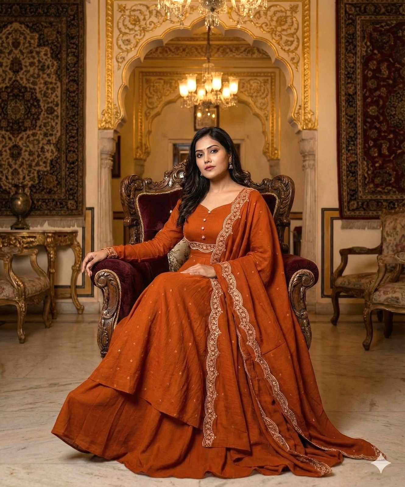 Vedhika Rust Suit
