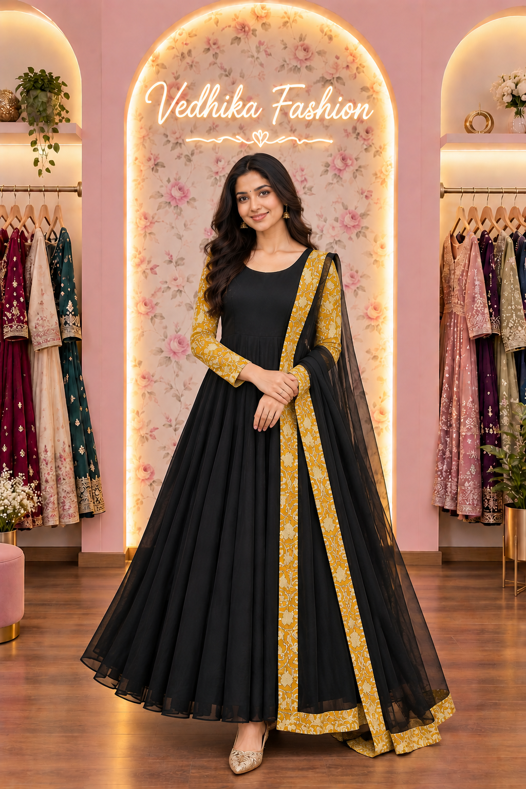 REVATI BLACK YELLOW ANARKALI SUIT