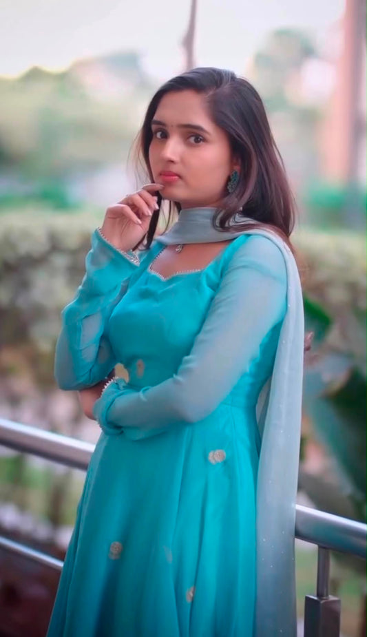 AQUA FLORA ANARKALI SUIT