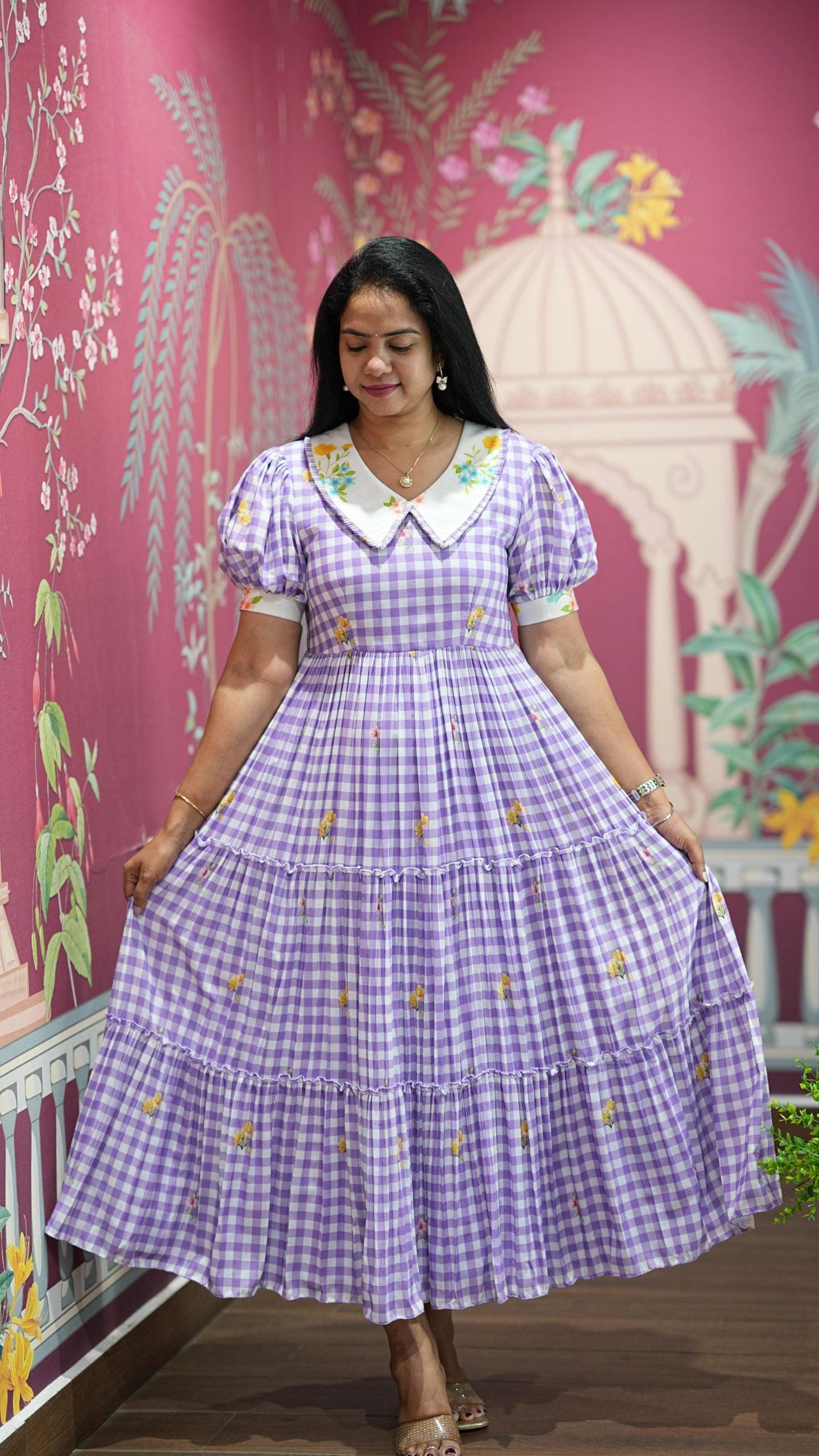 Laveder Gingham Maxi