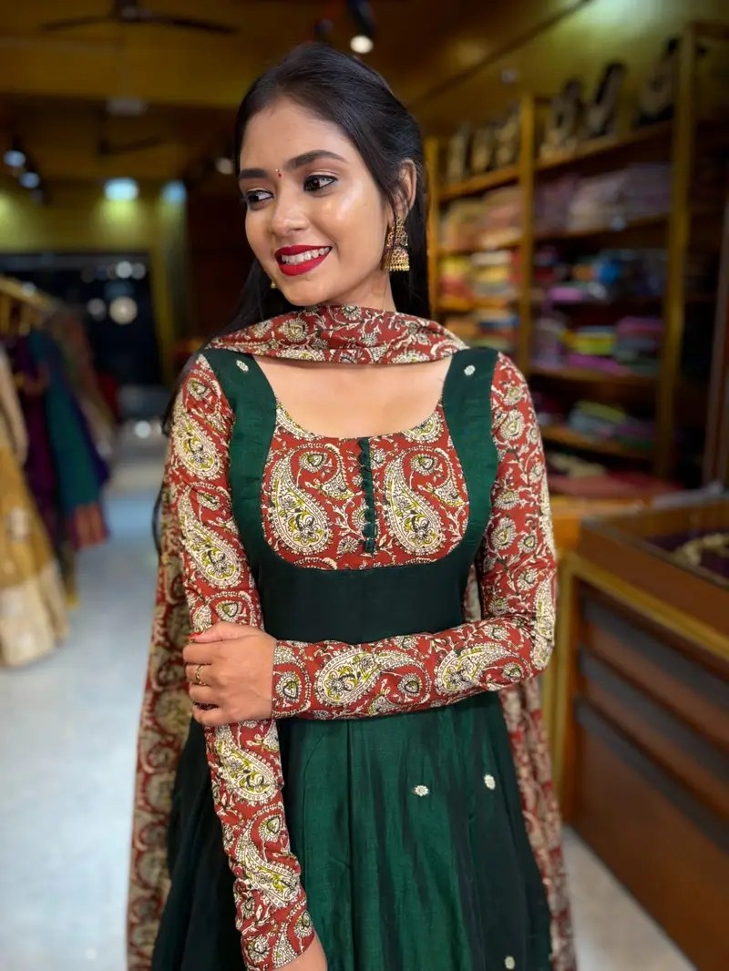 KALAMKRITI GREEN ANARKALI SUIT