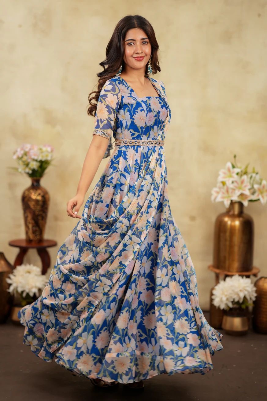 Krithanya Blue Anarkali Suit