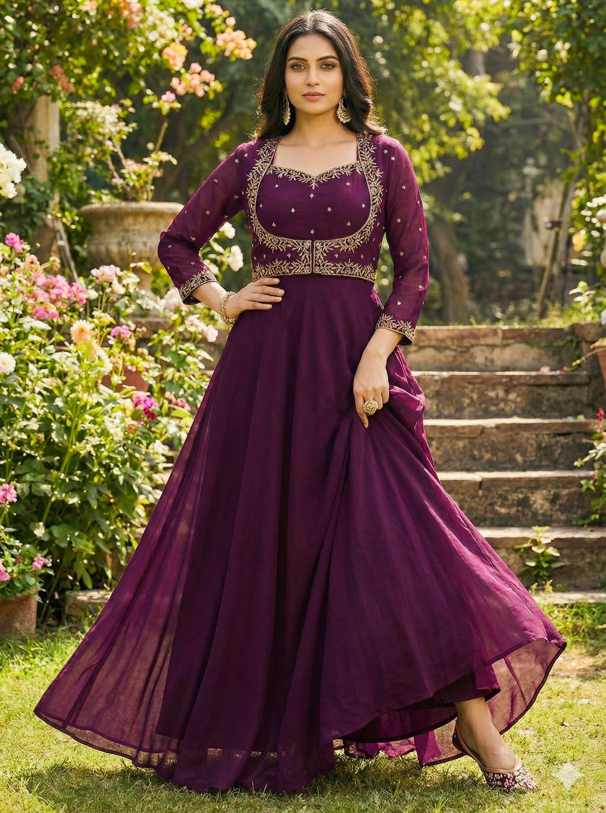 Meher Wine Anarkali Suit
