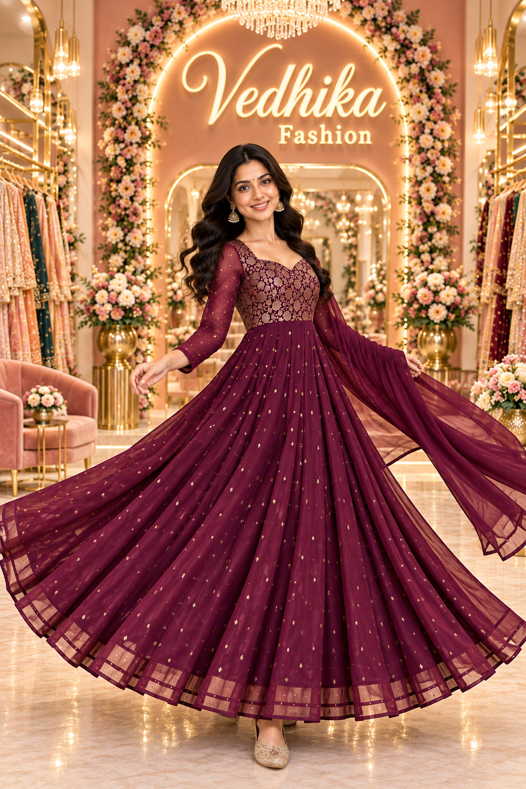 PAKHI WINE ANARKALI SUIT