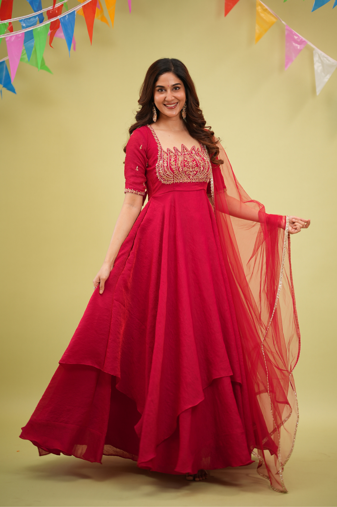 Lotus Red Anarkali Suit