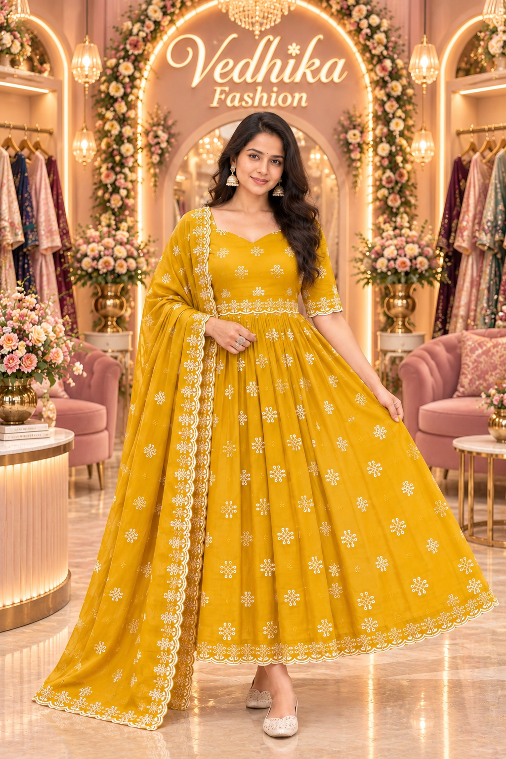 MUGGU YELLOW ANARKALI