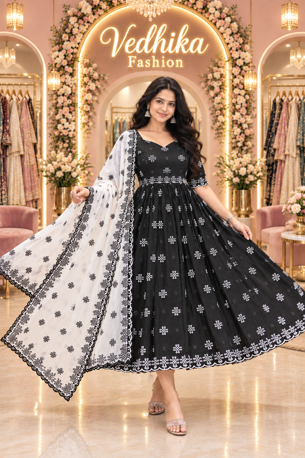 MUGGU BLACK ANARKALI