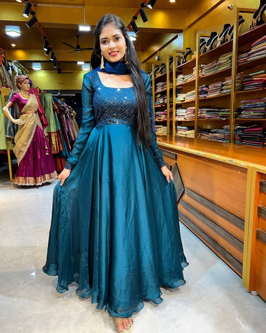 Teal Blue Prisha - Vedhika Fashion