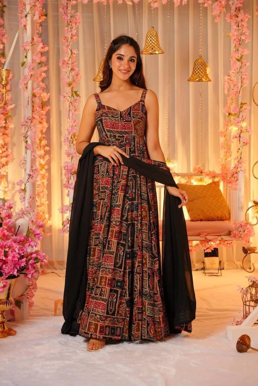 BLACK PATOLA ANARKALI SUIT