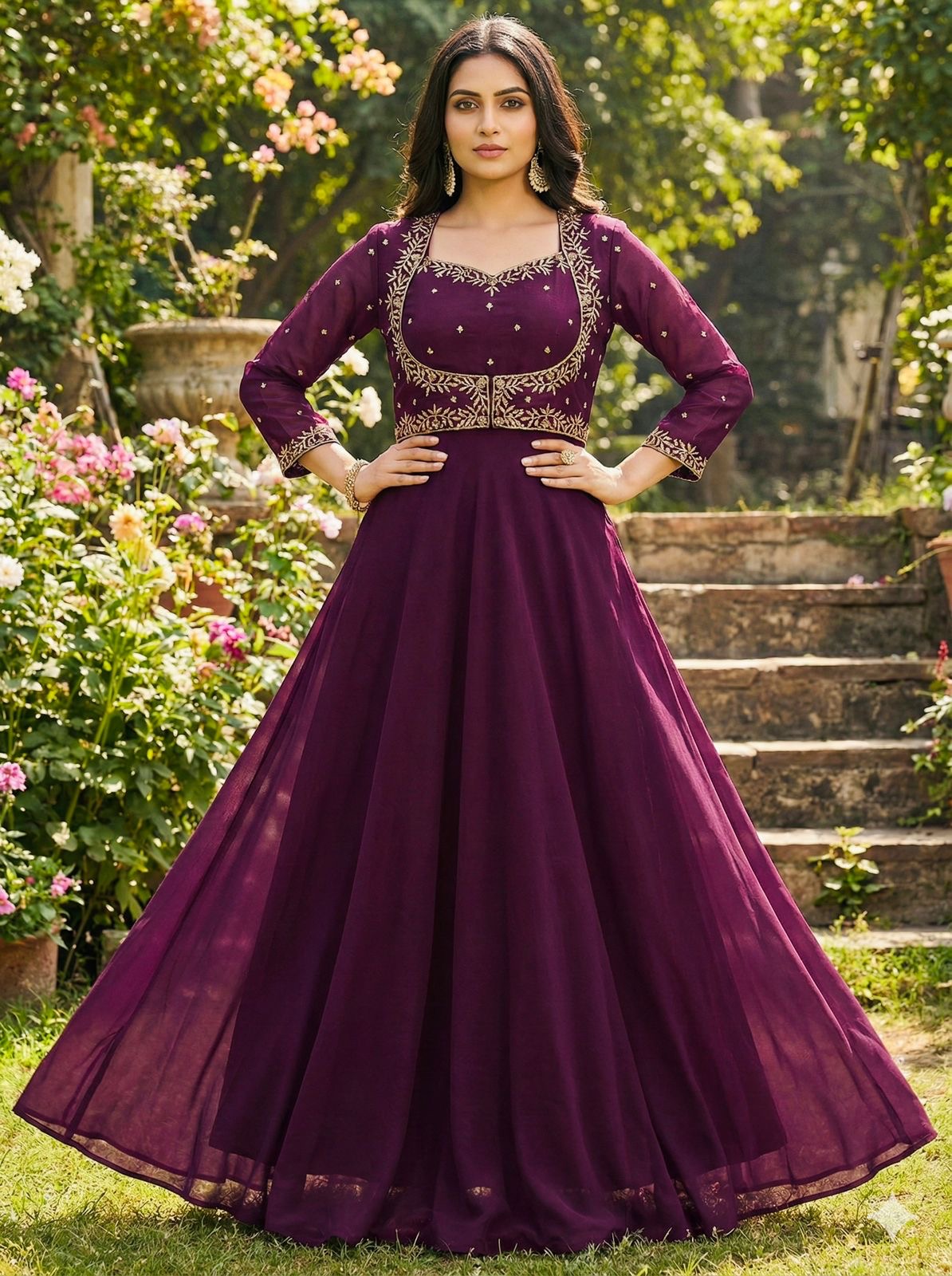 Meher Wine Anarkali Suit