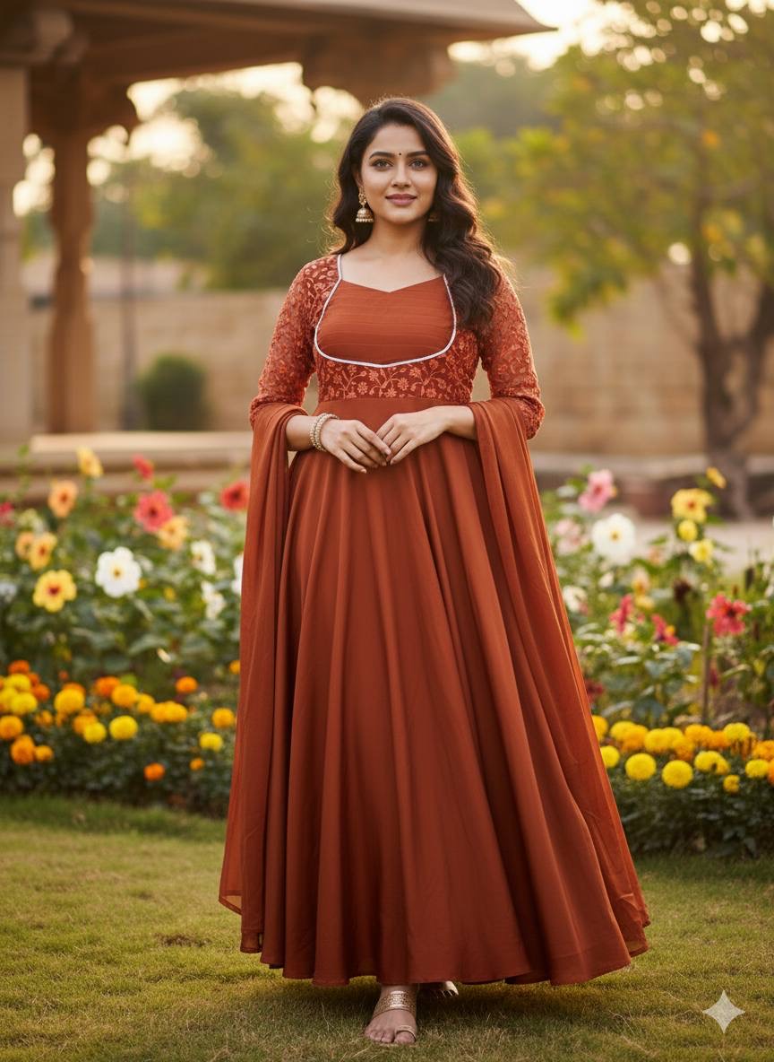 DEVSENA RUST ANARKALI SUIT