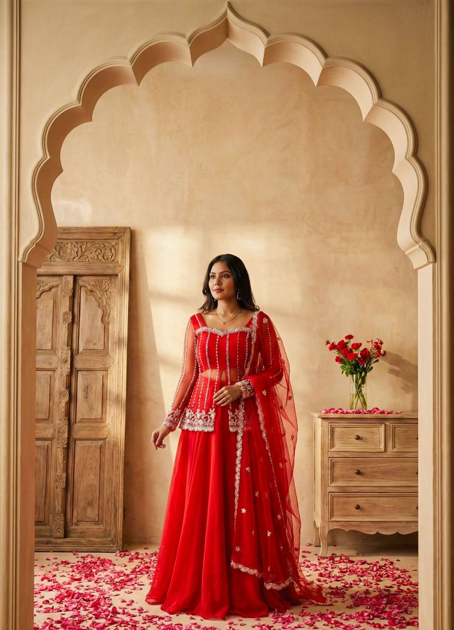Zeenat Red Lehenga