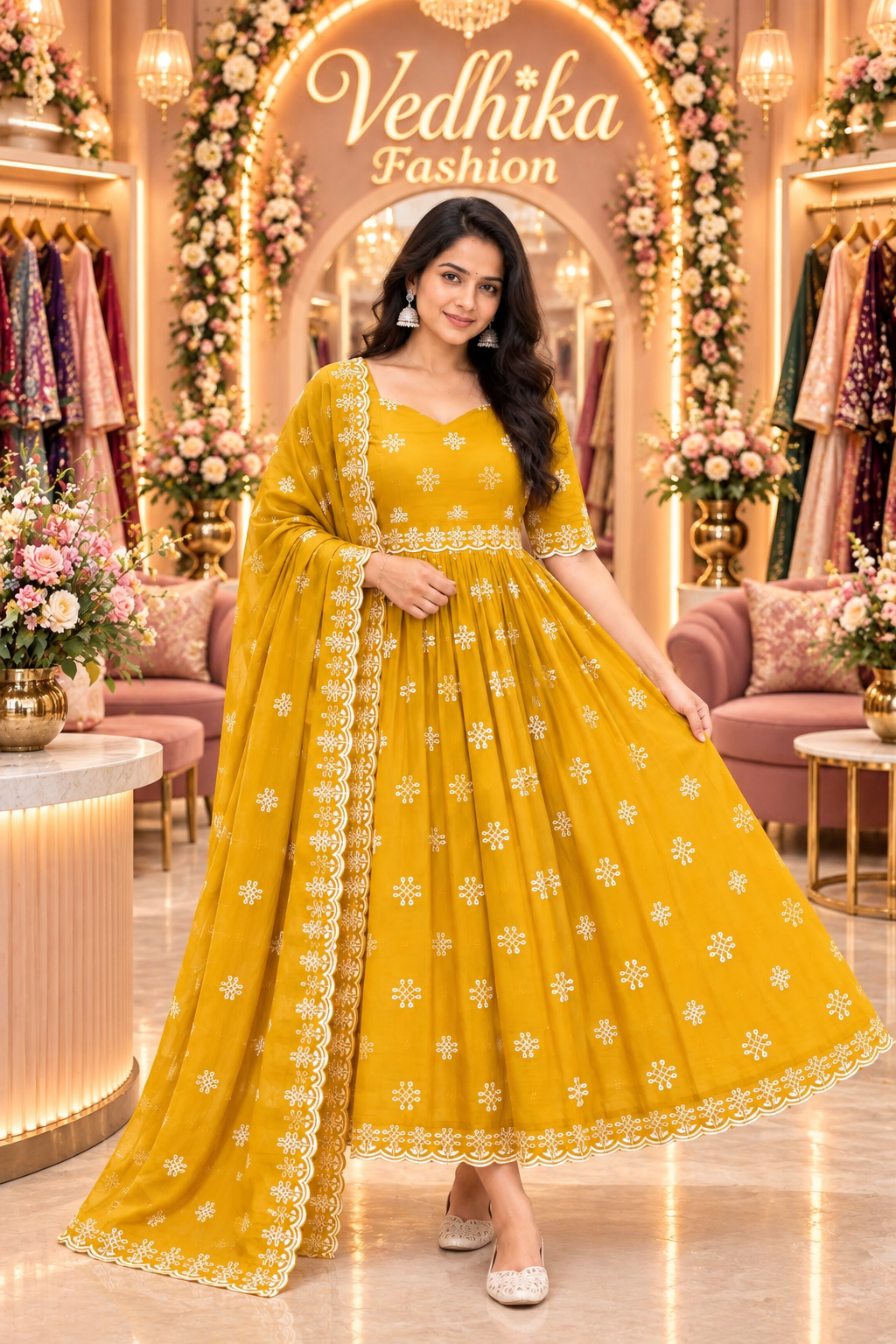 MUGGU YELLOW ANARKALI