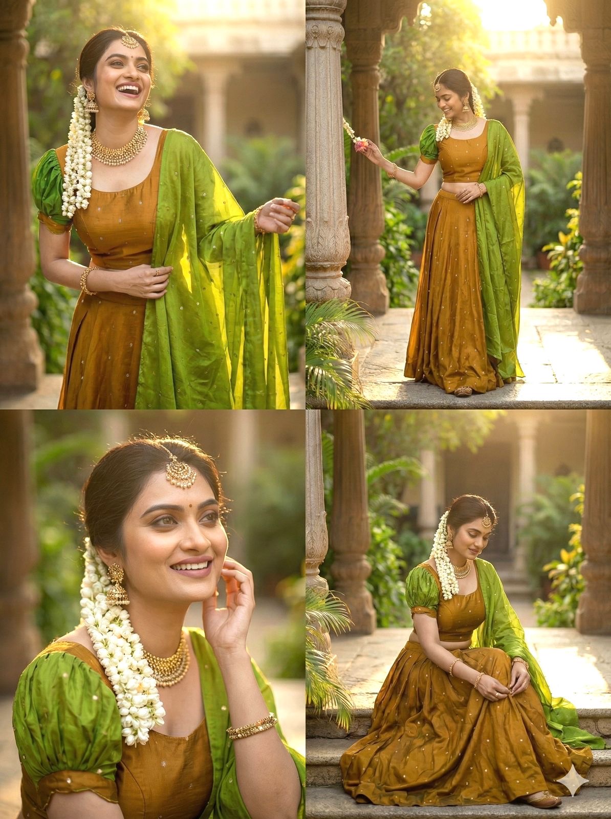Mustard Gold Green - Lehenga