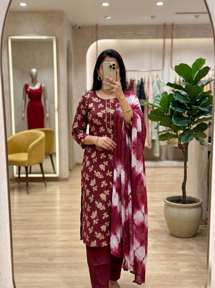 GULDASTA MAHAROON KURTA SET