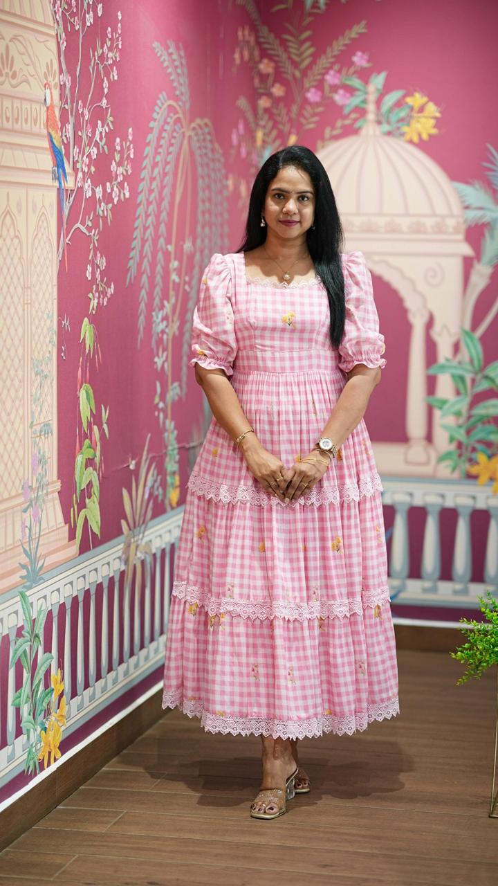 Pink GINGHAM MAXI